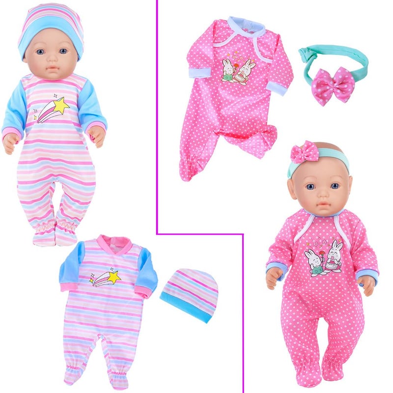 ibayda 10 Sets Doll Clothes Accessories Play Set Include Rompers Outfits for 14-16 inch Dolls and 43cm/17 inch New Baby Dolls (No Doll) - Image 5